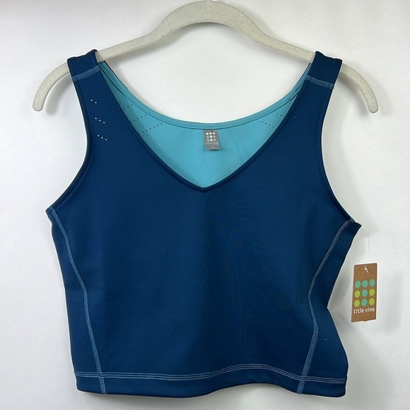 NWT Title Nine Teal Laser Cut Mad Dash Tank Small Reversible Front to Back - Picture 1 of 5